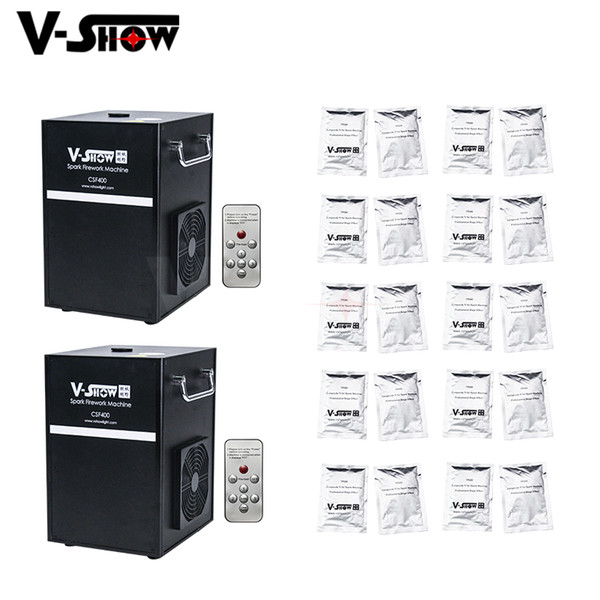 2pcs With 20 Bags Powder 400W Cold Spark Firework Machine Dmx And Remote Control Smokeless Spark Machine For Wedding