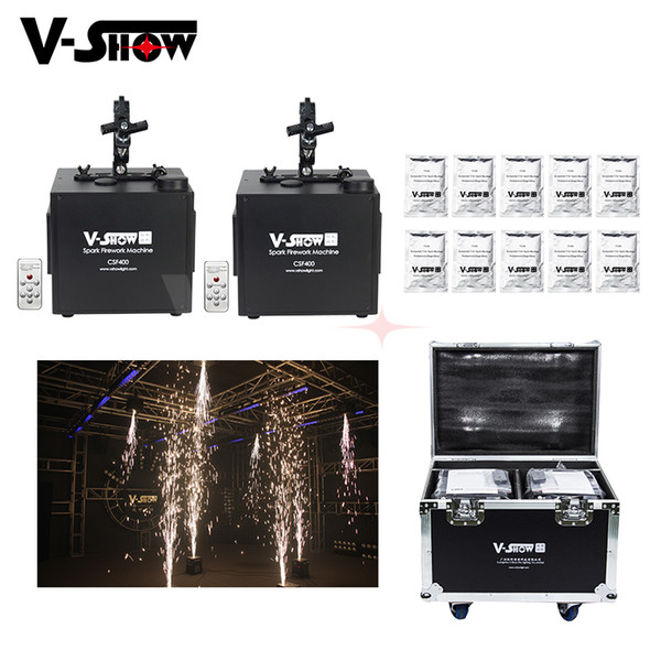 2pcs With Flightcase And 10 Bags Powder 400w Fall Spark Firework Machine For Wedding Celebration Dmx And Remote Control