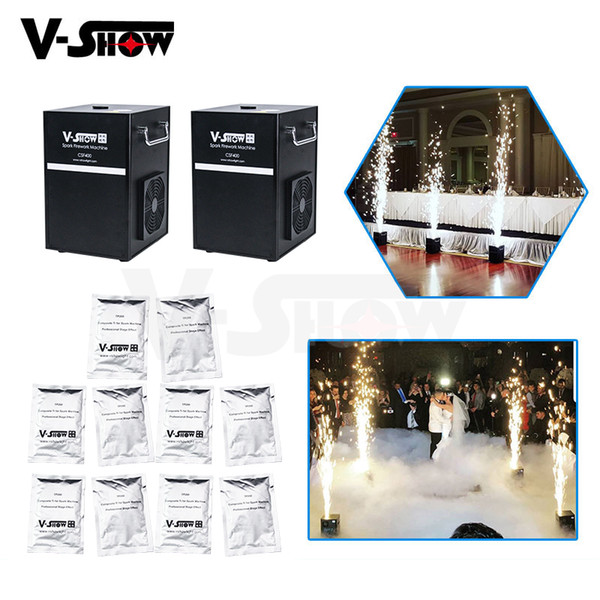 2pcs With 10 Bags Powder 400W Cold Spark Firework Machine For Wedding And Stage Effect Dmx And Remote Control Smokeless Firework Machine