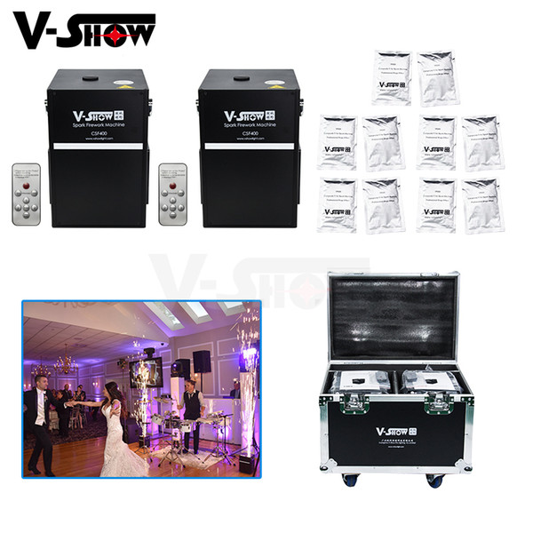 2pcs With Case And 10 Bags Powder 400W Firework Machine Type Cold Spark Fireworks Machine Dmx and Remote Control For Wedding Event