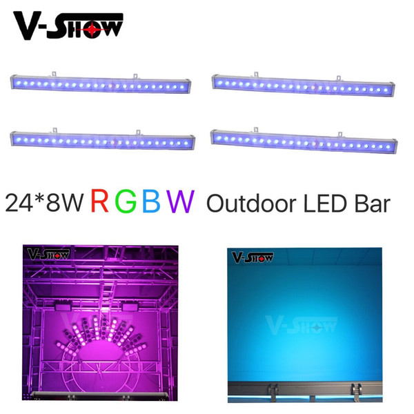 4pcs free shipping outdoor waterproof led bar light 24pcs 8w rgbw 4in1 wall washer dmx stage light for wedding decoration