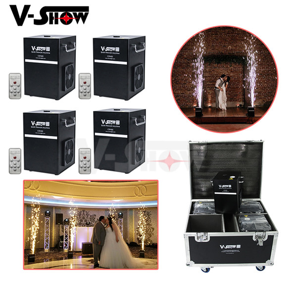 4pcs With Flightase 400W Cold Spark Fireworks Machine Wedding Cold Flame Fountain DMX And Remote Control Spark Machine