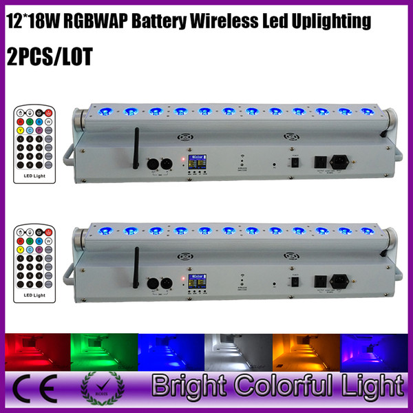 Brightness wireless dmx led wall washer RGBWAUV 12*18W Battery operated bar wedding decoration uplighting for events 2XLOT