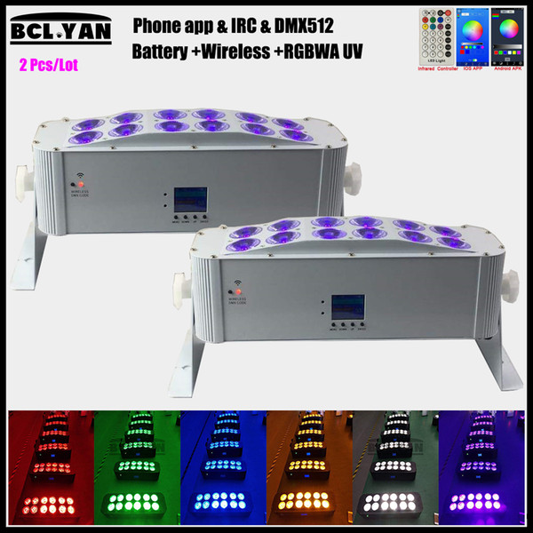 Hot Sell DJ Uplight 12pcs*18W RGBAW 6 In1 LED Battery Powered Wireless DMX LED Wash light Wifi remote control 2pcs/lot