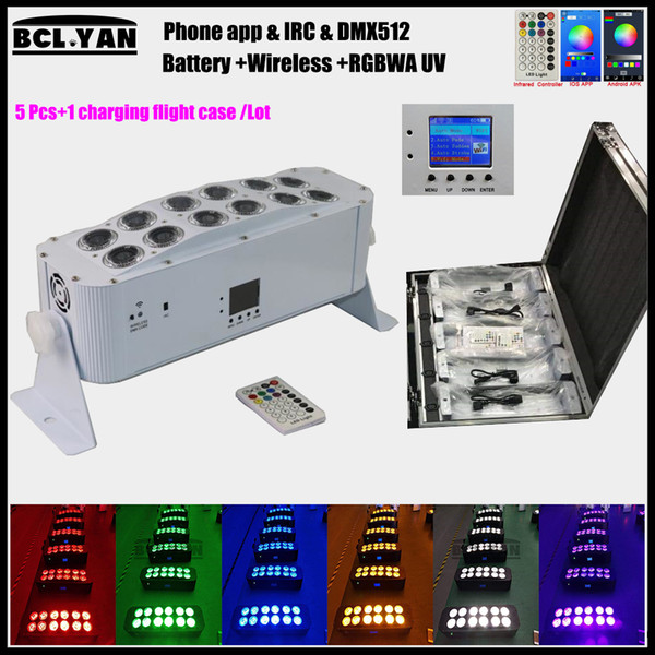 (Flight case)Dj light wireless dmx remote control 12*18w led rgbwa uv par led wash wifi battery wireless uplighting for weddings