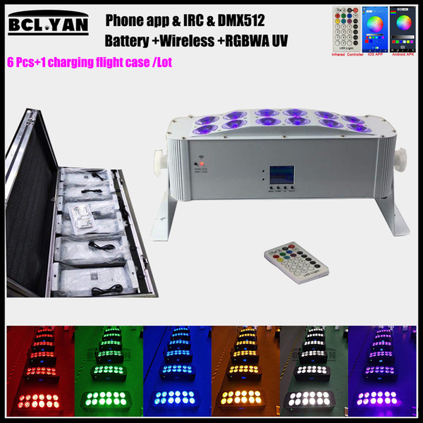 New easier operate Wifi phone & IR remote & Wireless dmx512 battery powered led wall washer 12*18w rgbwa uv 6 in 1 led uplights