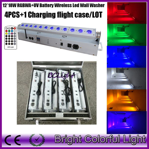 High quality Led battery wireless dmx led bar light LCD display DMX512 Battery long work time with Infrared control 4PCS +1 Case