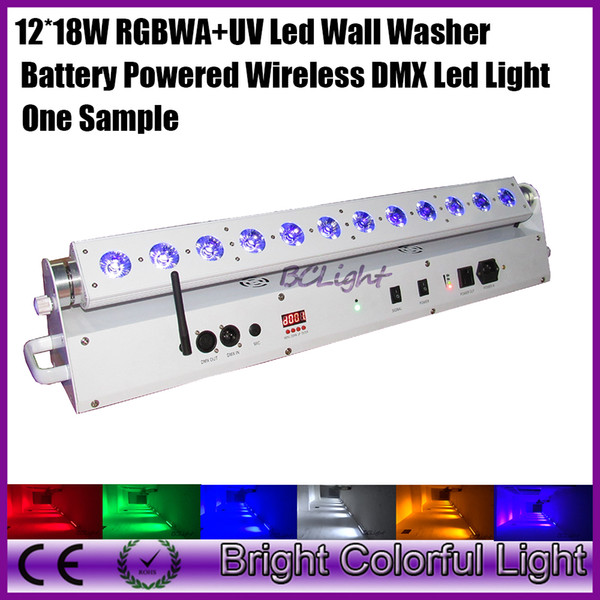 one sample High brightness RGBWA+UV led bar light 12*18W battery powered wireless dmx led wall washer led uplight