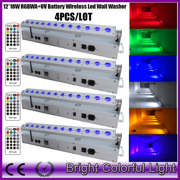 Led wireless DMX 512 DJ Wedding Events Bar upLighting RGBWAP 6 in 1 Led battery light 12 leds 18W Led uplight (4pcs/lot)