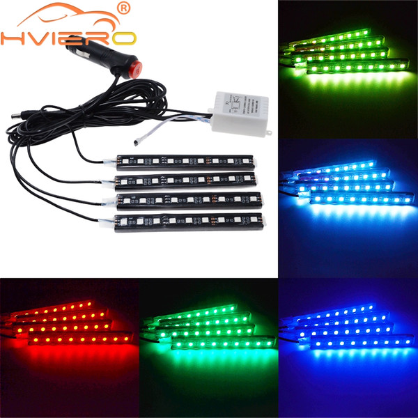 Car RGB Led Strip Light 5050 SMD Auto Remote Control Decorative Flexible LED Dome Atmosphere Lamp Kit Fog Lamp DC 12V