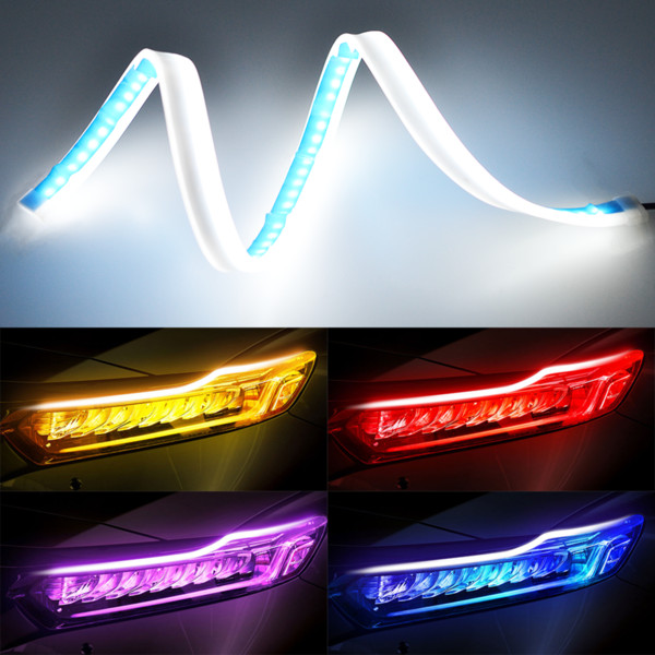 30cm/45cm/60cm Flexible LED Strip Light Waterproof Slim Flexible Turn Signal Yellow Flowing Running Lights DC 12V