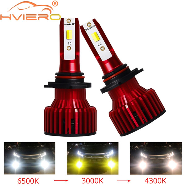 2X S6 Three Color Temperature Car Headlight Bulbs Lamp H8 H7 H11 9005 H4 9006 Car LED CSP 6000lm 6500K 4300K 3000K