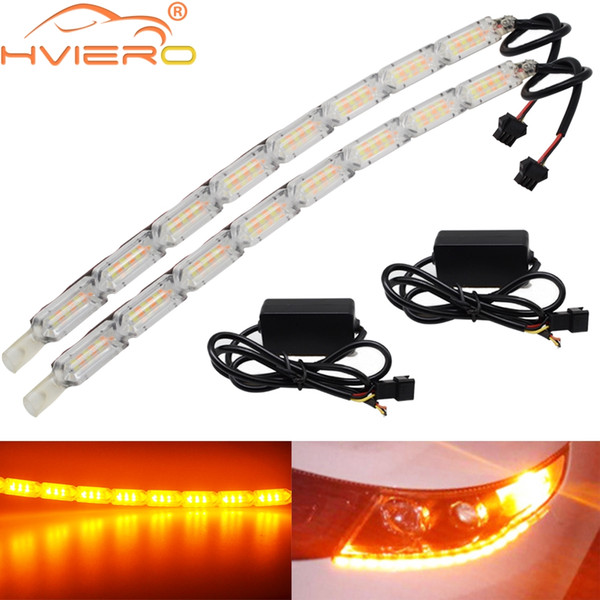 Car Waterproof Flexible White Yellow Switch back LED Knight Rider Strip Light Headlight Sequential Flasher Turn Signal Lamp