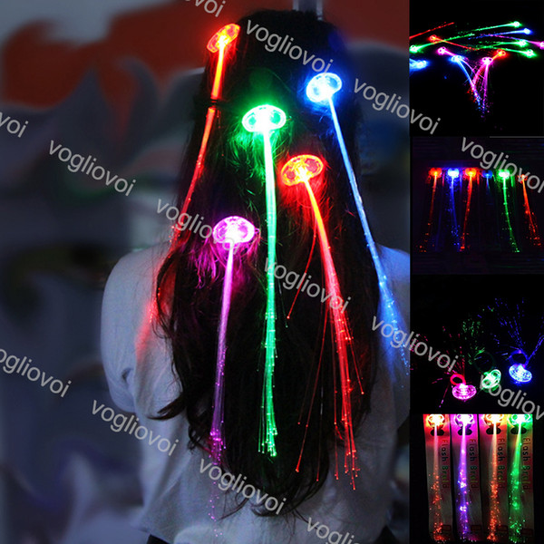 LED Hair Extension Flash Braid Party girl Hair Glow by fiber optic For Party Christmas Halloween Night Lights Decoration EPACKET