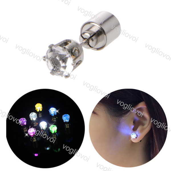 LED Earring Light Up Crown Glowing Crystal Stainless Ear Drop Ear Stud Earring Jewelry For Women Christmas Gifts EPACKET