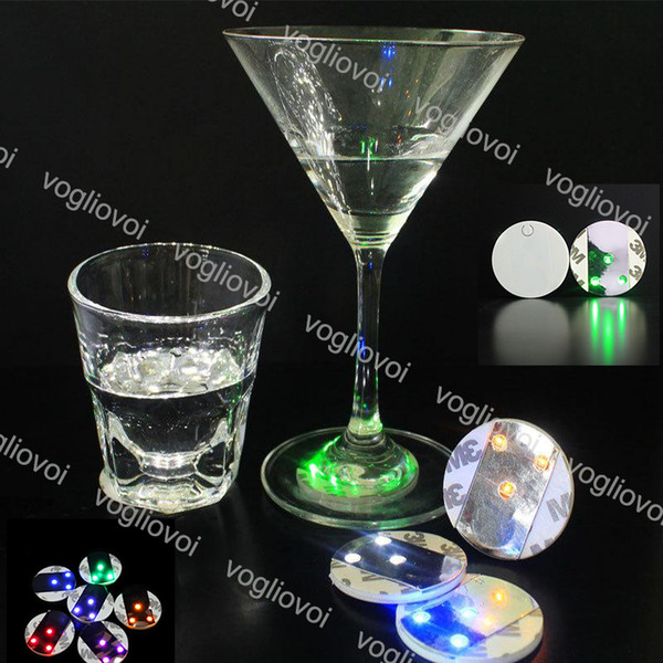 LED Bottle Light Sticker Cup Mug Coaster Cup mat For Bar Club Halloween New Year Christmas Party High Brightness Decoration DHL