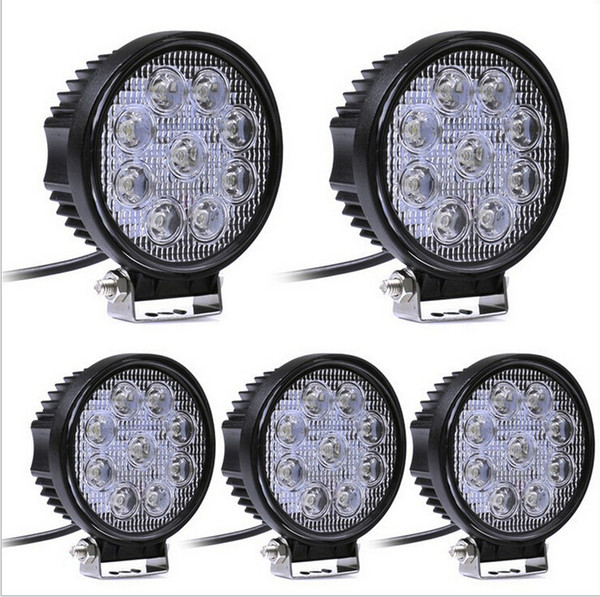 LED Work Lights 12V 27W LED Work Lamp Round Square Spot Beam Flood Beam 6000K LED Flood Light For SUV Track Boating