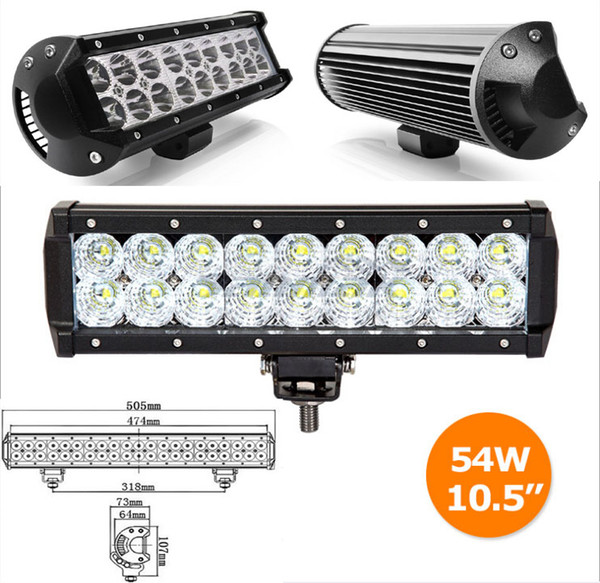 9 Inch 54W LED Light Bar 18pcs*3W Flood Spot Pencil Beam 5400lm IP68 for 4WD 4x4 Offroad Truck Car Mining Boat LED Work Light