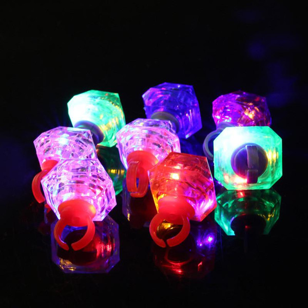 LED Crystal Ring Light Square Diamond Light LED Ring Lamp LED Flashing Lamp Glow Flash Ring Party Disco Finger Lights Halloween Christmas