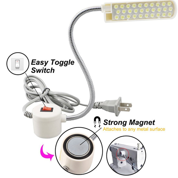 30 LEDs LED Sewing Machine Light Working Gooseneck Lamp With Magnetic Base, AC110-250V Industrial Sewing Machine Lamp, Desk Lamp