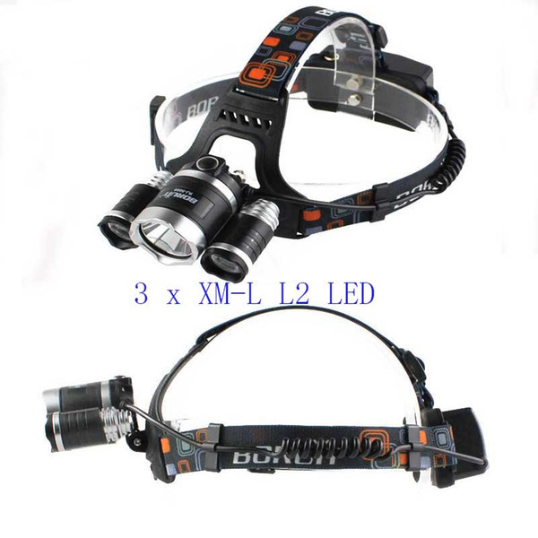 CREE 3 x XM-L L2 LED Head light Boruit 8000LM head Lamp LED Headlight Headlamp Head Torch Flashlight USB Lamp