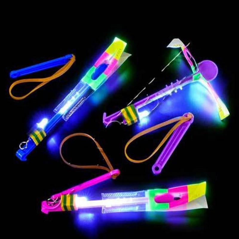 LED Amazing flying arrows helicopter umbrella light parachute kids toys Novelty Toy Funny Toy Christmas Party Gift