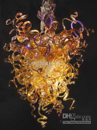 Free Shipping Amber Crystal Chandelier Lights - LR009 - Murano Glass Decoration Chandelier - Hand Blown Glass Cheap Lighting