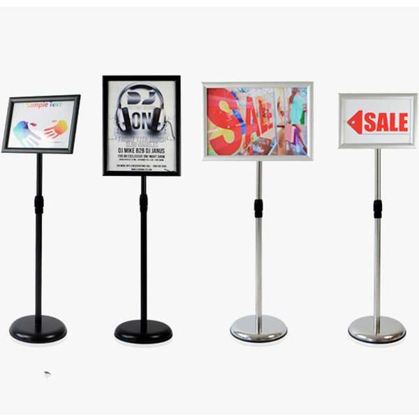 Adjustable Pedestal Poster Stand Aluminum Snap Open Frame For A4 Graphics/Poster, Both Vertical and Horizontal View Sign Display