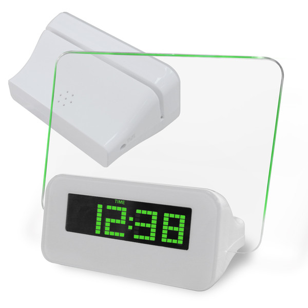 2014 LED desk digital alarm clock USB LED clock with message board and fluorescent pen with Red Blue Green light ABS and Acrylic material