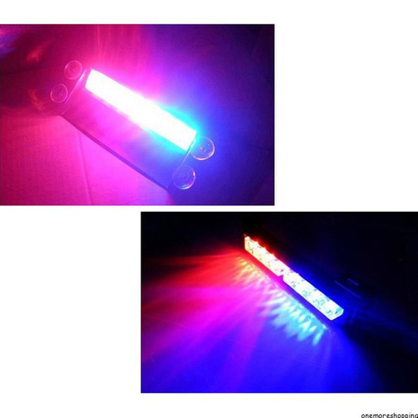 New Styling 8 LED Red/Blue Police Strobe Flash Light Dash Emergency 3 Flashing Fog Lights