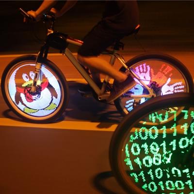 DIY Waterproof Colorful Cycling Lamp Programmable Bicycle Spoke Bike Wheel LED Light Double Sided Screen Display Image for Night Cycling