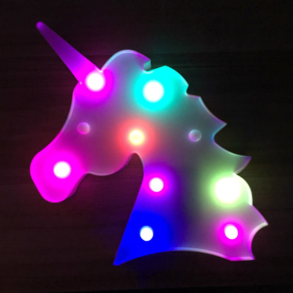 New Cute Colorful Unicorn Head Led Night Light Animal Up Table Lamps On Wall For Children Party Bedroom Christmas Decor Kids Gifts