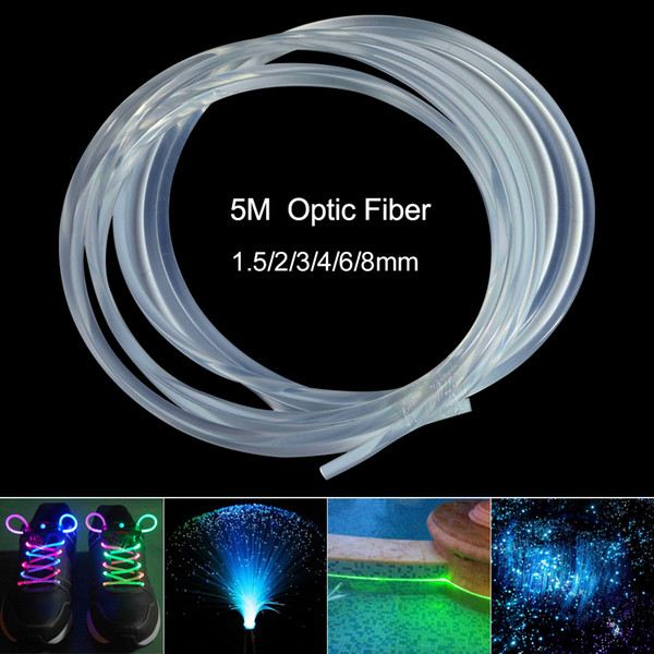 5MX Transparent PMMA Plastic Side Glow Fiber Optic Cable for Car interior Lights DIY light decoration free shipping