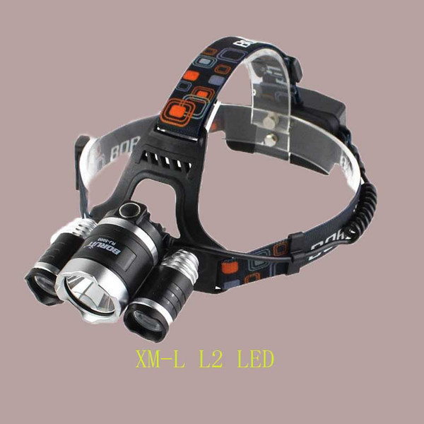 2016 new Design Boruit 3 x XM-L L2 LED Headlight Headlamp 8000 LM Head Torch Flashlight USB Lamp 30pcs