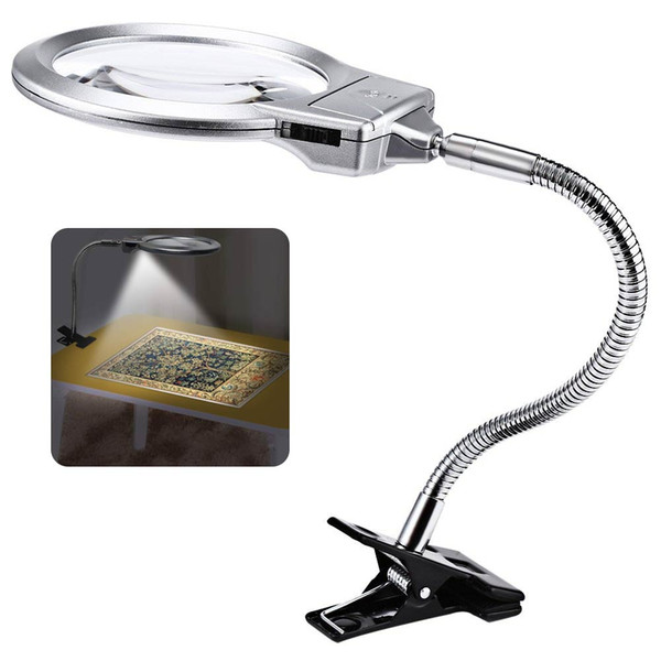 BRELONG LED lights with magnifying glass for diamond painting, 4X and 6X magnifying glass LED lights with clips and flexible neck