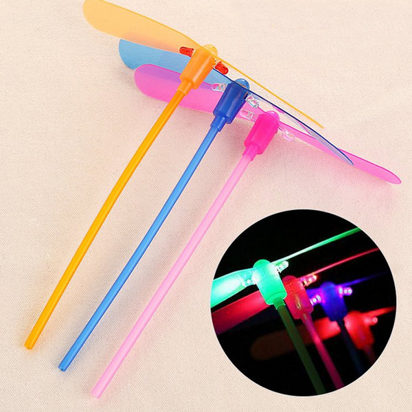 Children Baby Colorful LED Night Lighting Bamboo Dragonfly Outdoor Fly Glowing Bamboo-copter Flashing Fun kids toys Christmas Gifts