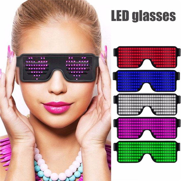 New 8 Modes Quick Flash LED Display Screen Party Glasses USB Charge Luminous Glasses Christmas Concert Light Eyeglasses Toys