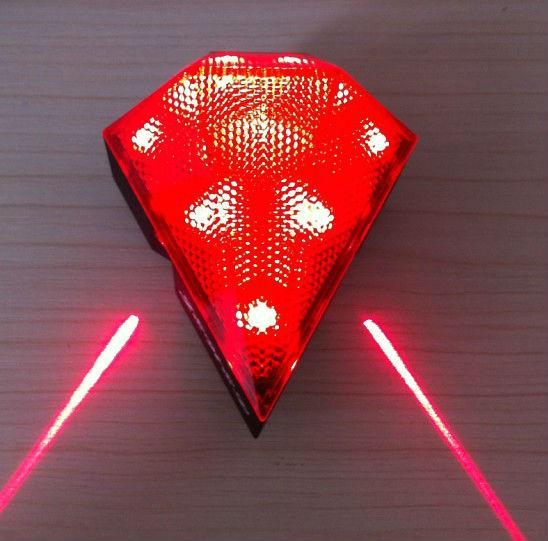 Bicycle Laser Tail Light Diamond Shape Tail Light Bike Recharge Caution Safety LED Rear Light Cool Line 2 Laser + 8 LED Light
