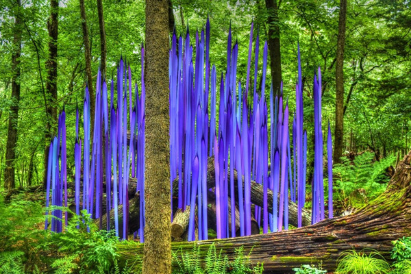 Italy Art Design Home Garden Decoration Elegant Violet Color Chihuly Style 100% Hand Blown Glass Spears Murano Glass Sulpture