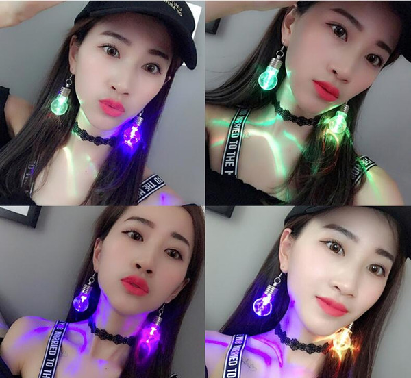 Flash Earrings LED Intermittent Flashing Colorful Light Bulb Earrings Dance Party Supplies For Women