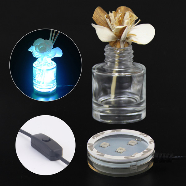 USB Powered Round LED Light Base for Air Fresheners or Reed Diffusers, 7 Changing Lighting Colors W/ controller