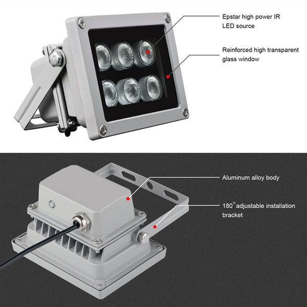 Infrared CCTV Illuminator Fill Lamp Mini Led Light DC12V 2A IR 850nm with Photocell(Light Sensor) Switch