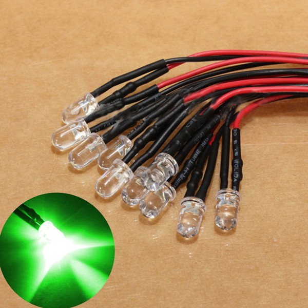 10pcs 12V 10 x Pre Wired 5mm LEDs Bulb 20cm/7.8in Prewired Water Clear LEG_242