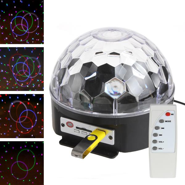 6 Color LED Remote Control Music Magic Ball Effect Disco DJ Light with MP3 Function LIF_207