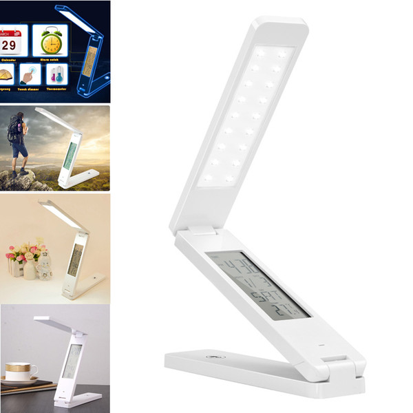 Dimmable LED Desk Lamps Foldable Rechargable Reading Table Lamp Light Touch Control Calendar Alarm Clock Temperature Lamp LEG_30M