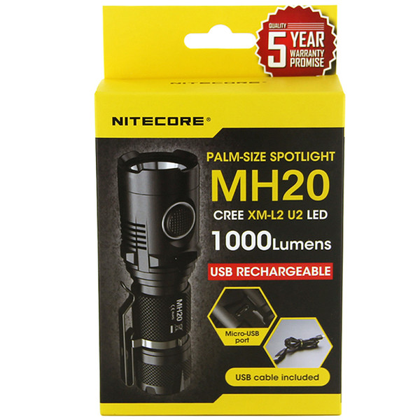 NITECORE MH20 with 2600mAh Battery 1000 Lumens CREE XM-L2 U2 LED Rechargeable MINI Flashlight Waterproof Led Torch