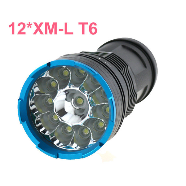 20000 lumens King 12T6 LED flashlamp 12 x CREE XM-L T6 LED Flashlight Torch Camping Hunting Lamp with battery charger