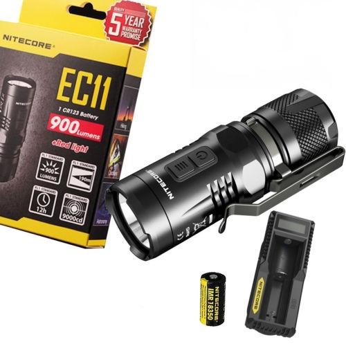 Nitecore EC11 Mini portable Led Flashlight Cree 900 Lumens XM-L2 (U2) LED White and Red with 18350 Battery with UM10 charger Torch light