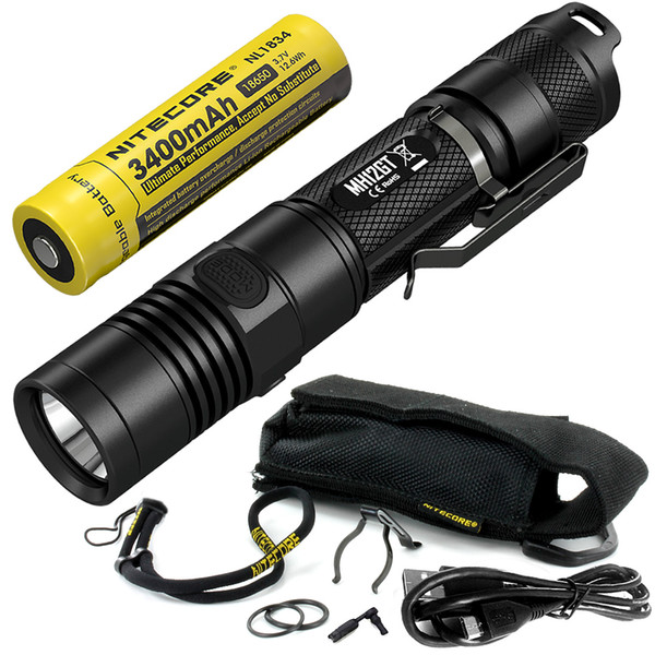 MH12GT 1000 Lumen LED 18650 3400mah Battery USB Rechargeable Flashlight Search Rescue Portable Torch light