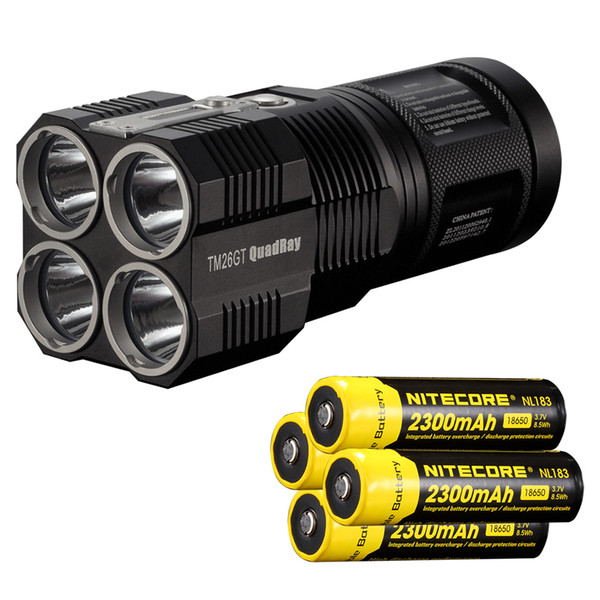 NITECORE TM26GT Tiny Monster 704M Beam Distance OLED Display 3500Lm LED Searchlight Flashlight + 4 x 2600mAh batteries Torch light